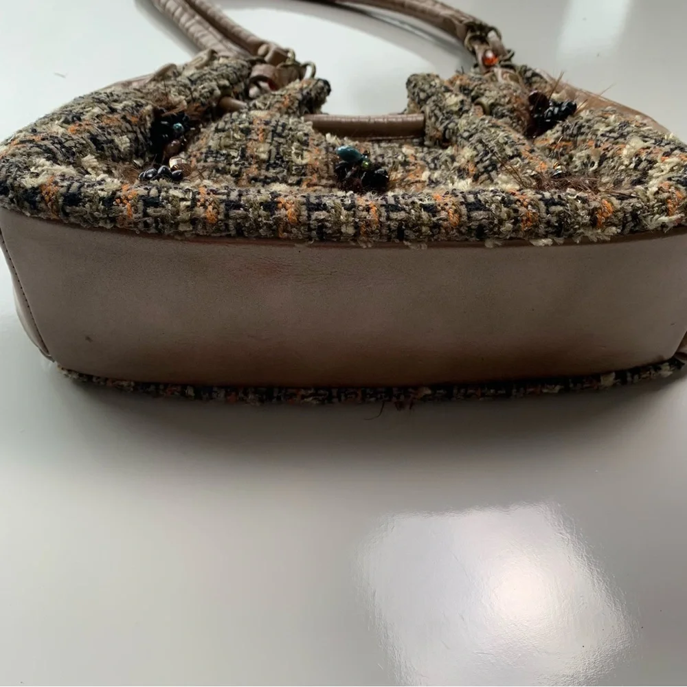 Vintage Mary Frances Handbag Purse Beaded Boho Floral Brown - Picture 9 of 13